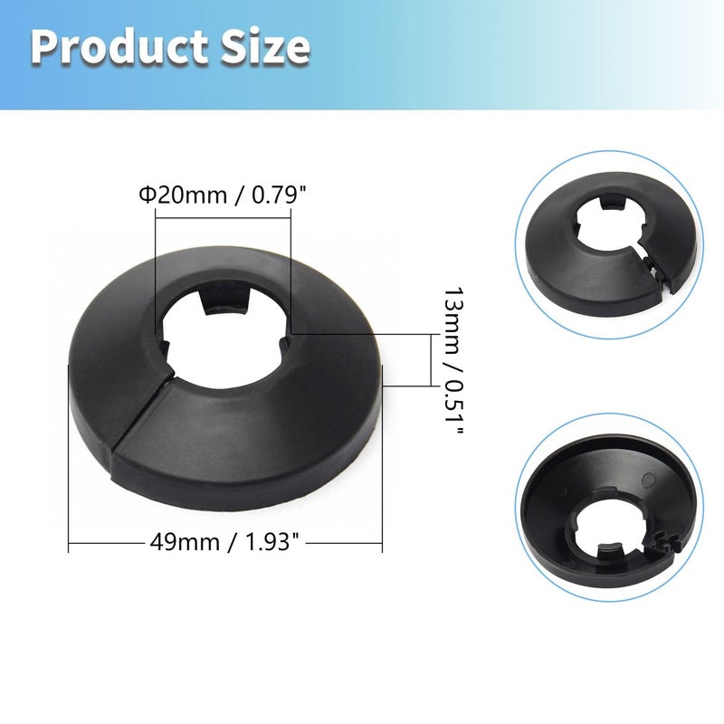 MroMax Fit 3/4"" Outer Diameter Flange Water Pipe Cover Decoration - Black PP Plastic 20mm Escutcheon Pipe Collar for Wall Tube Decoration - 4Pcs - Image 3